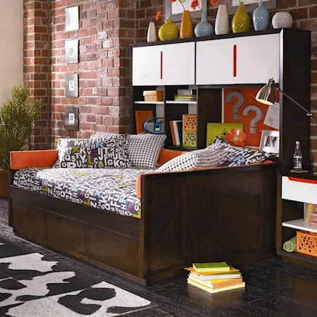 "The Suite" Twin Size Daybed Storage Study Wall with Under Bed Storage Drawers